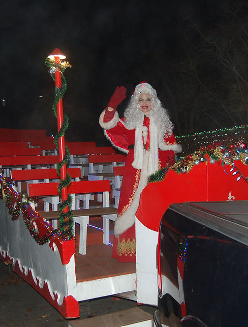 Mrs. Claus on sleigh