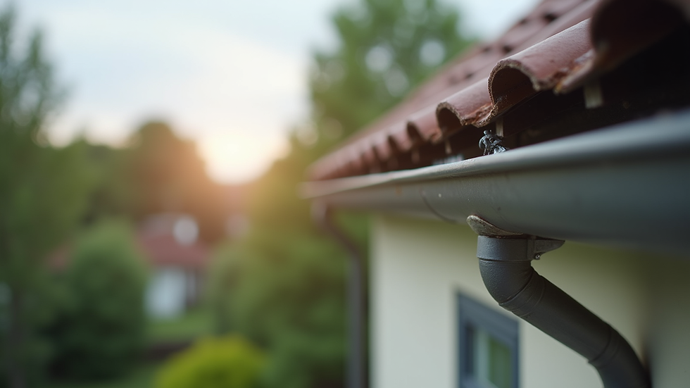 Eye-level view of a clean gutter on a suburban house