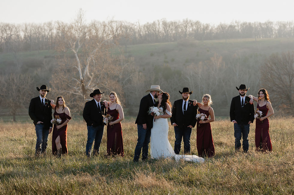 Winter wedding party outdoors Springfield MO