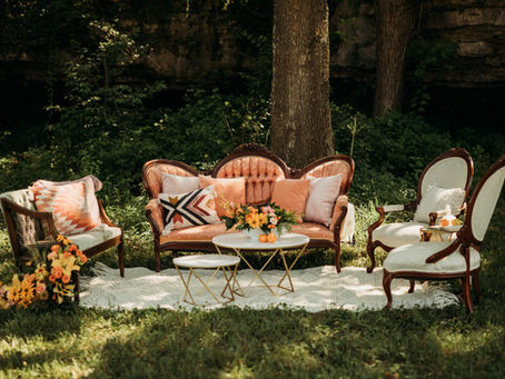 Lounge area outdoor wedding creekside Hope Springs Farm Springfield MO