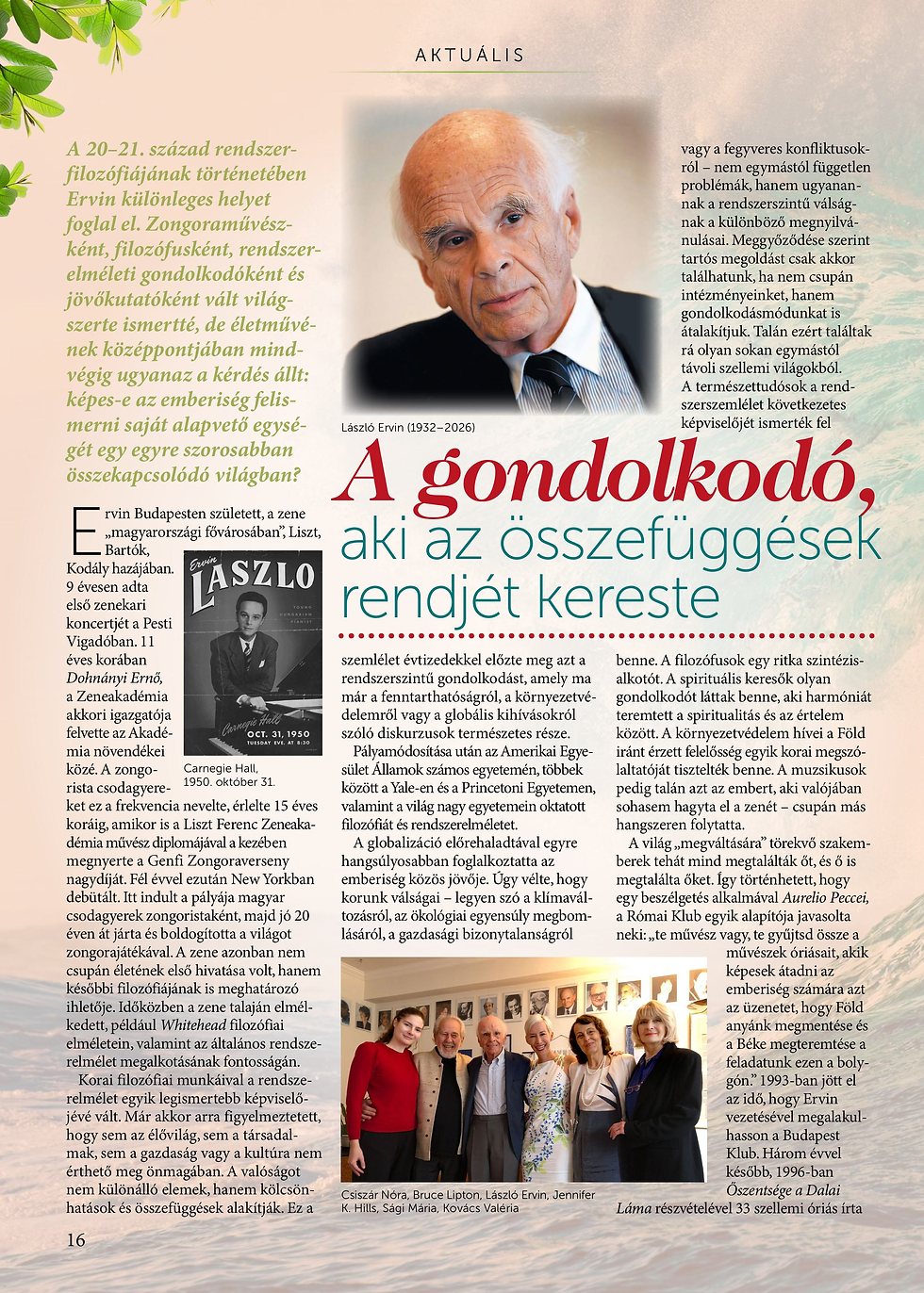 László Ervin emlékezünk