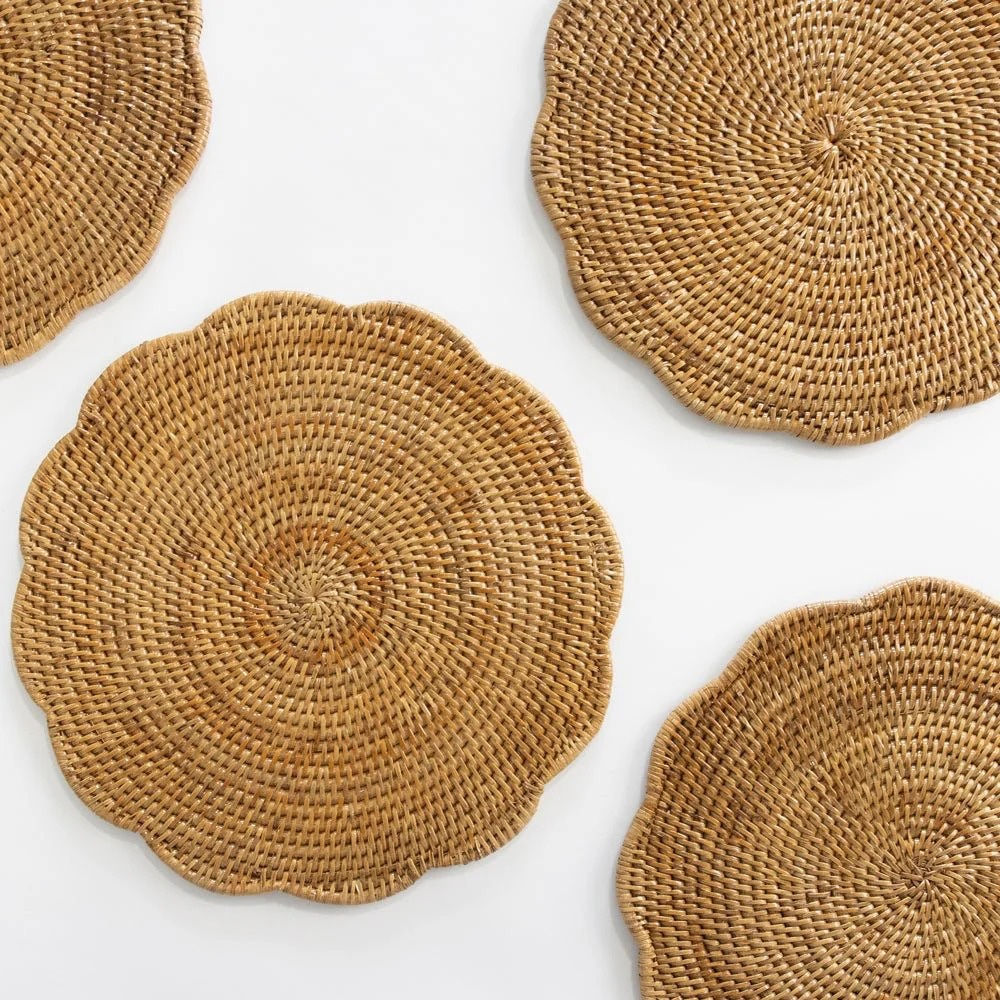 Woven Rattan Scalloped Placemats