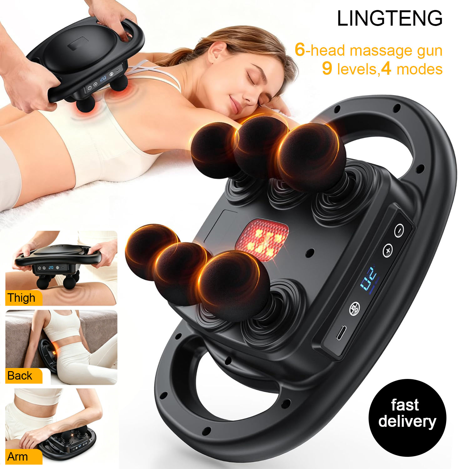 LINGTENG 6-Head Deep Tissue Massage Gun