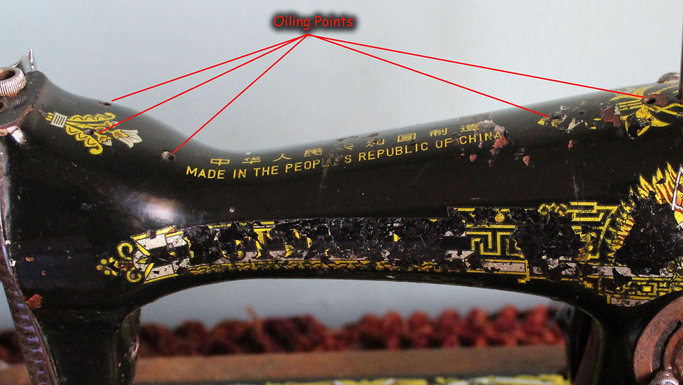 oiling a sewing machine vintage