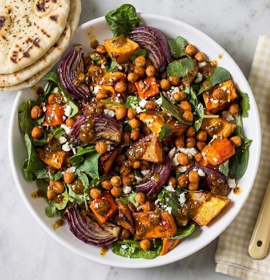 Moroccan Roasted Veg & Chickpea Salad