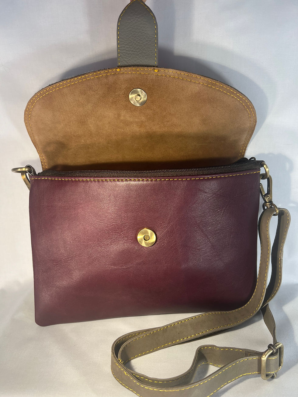 Thumbnail: Sac à main/pochette "Clutch": bordeaux/vert/rayures