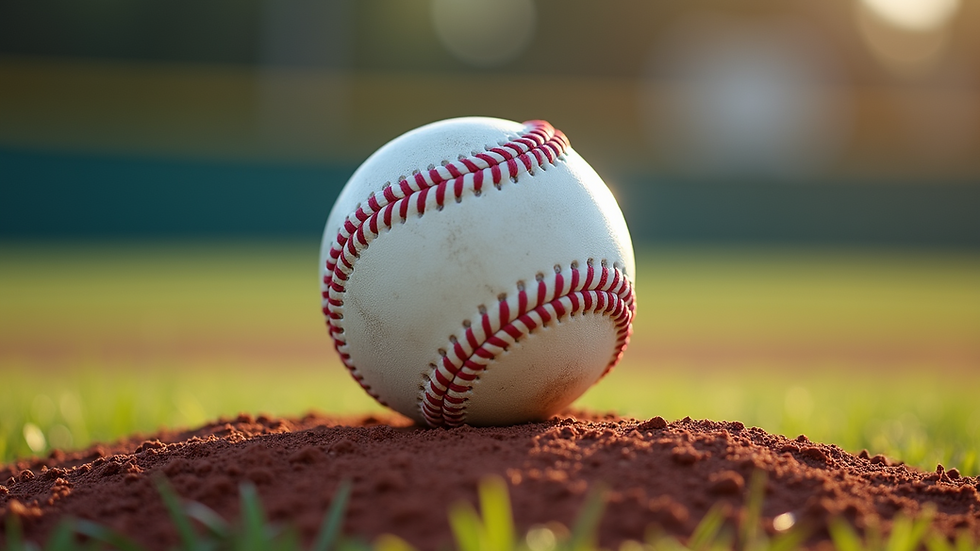 A baseball resting on the pitcher's mound, symbolizing the game ahead