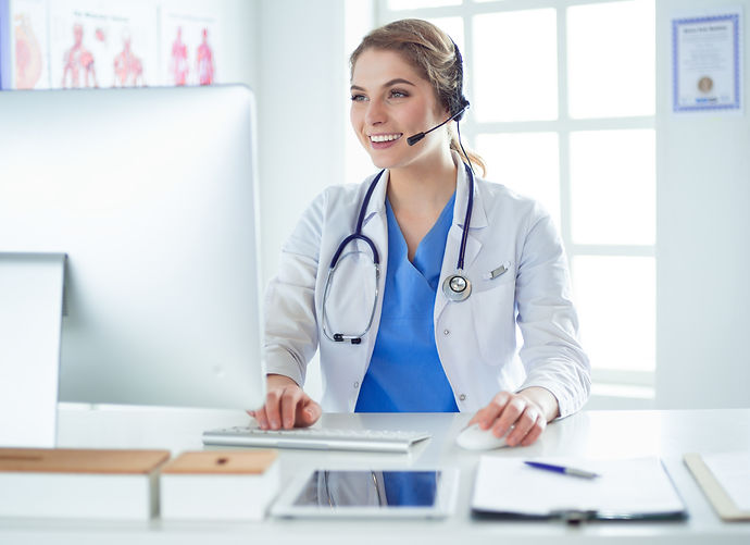 Young practitioner doctor working at the