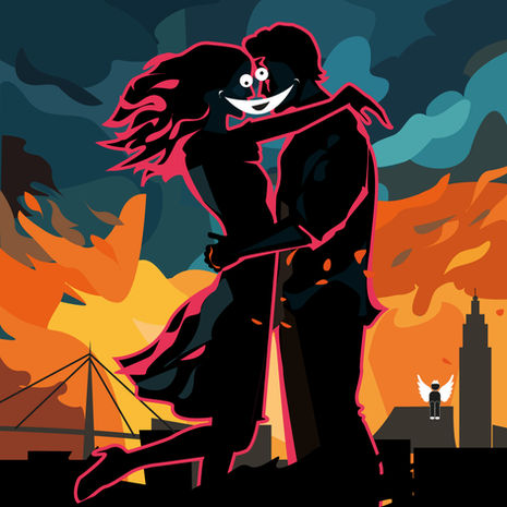 Deux amoureux pendant que le monde s'enflamme