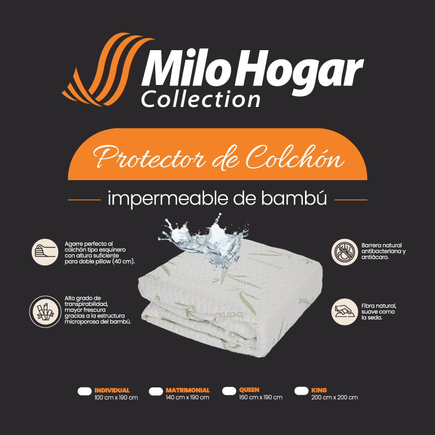 Thumbnail: PROTECTOR DE COLCHON ACOLCHADO IMPERMEABLE DE BAMBU