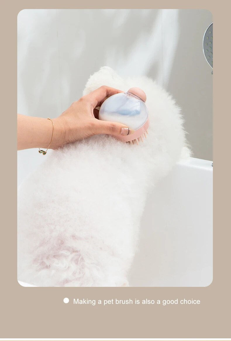 Thumbnail: Silicone Pet Bath Brush with Shampoo Dispenser