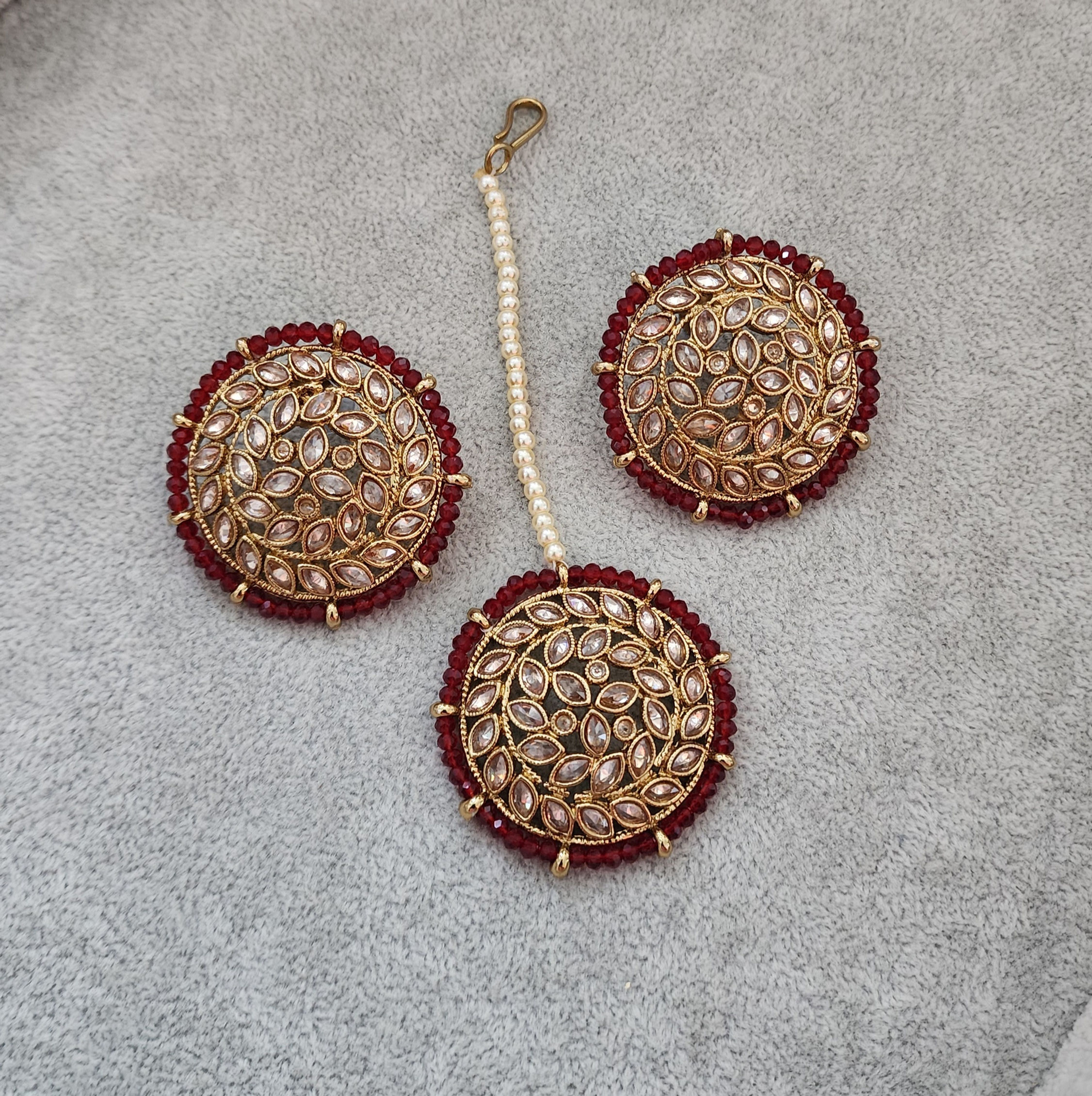 Polki earring and tikka set