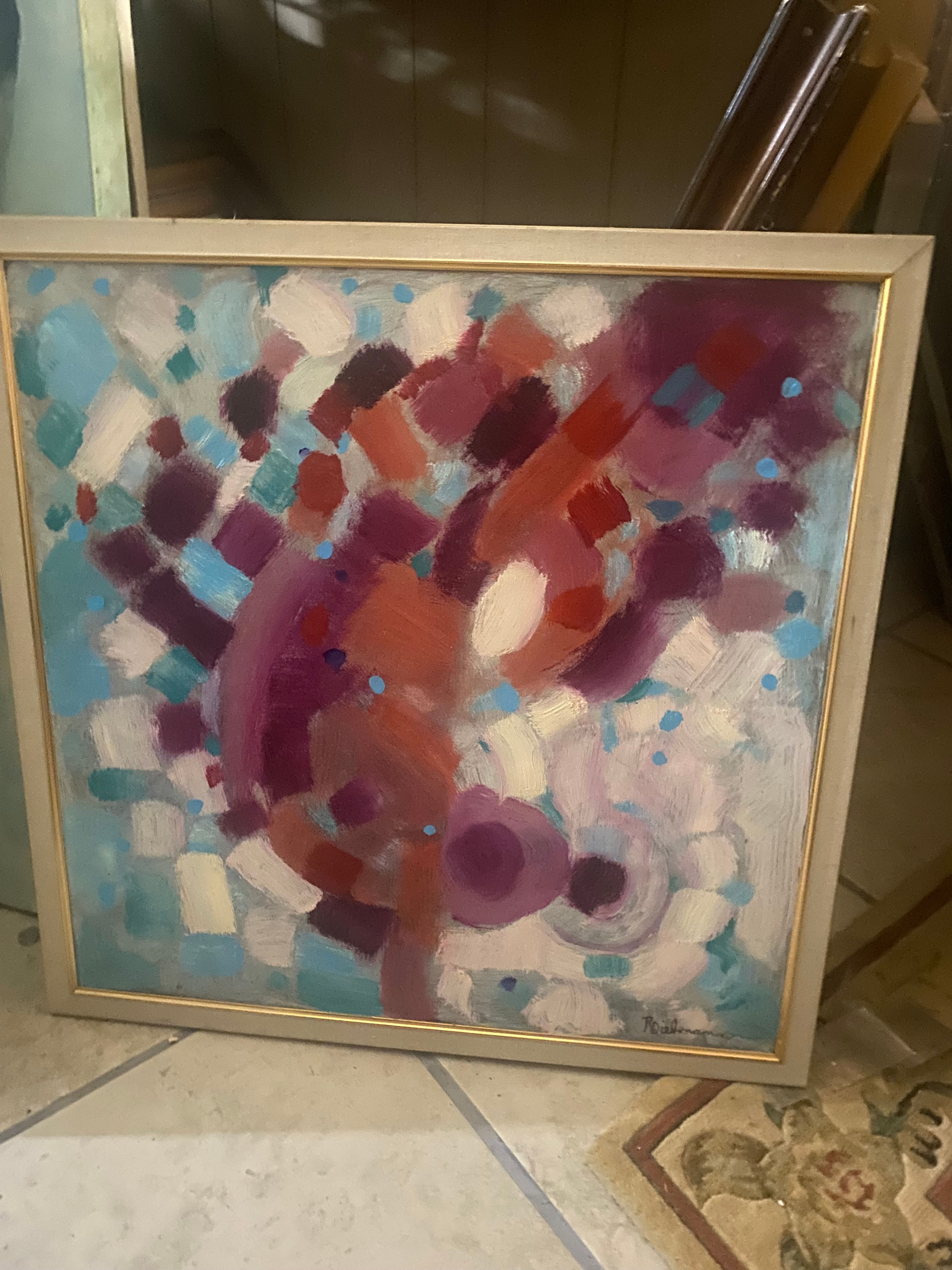 Sky Blue/mauve/red abstract