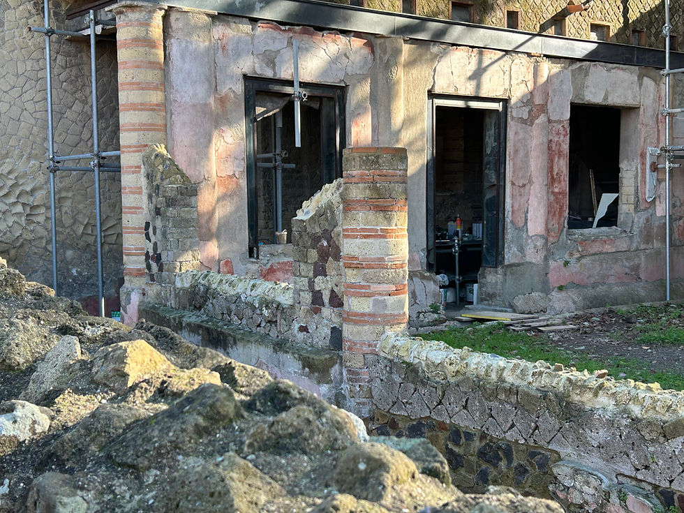 The inside of a house with partial outside walls in the foreground