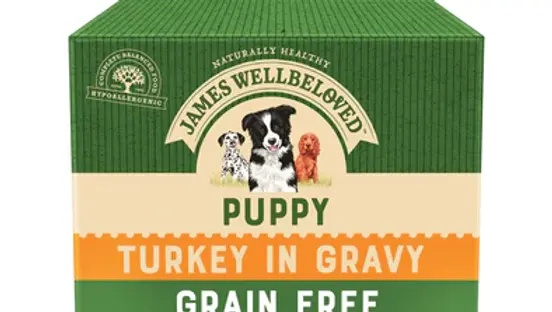 James Wellbeloved Grain Free Puppy Turkey in Gravy 12 Pouches £15.35