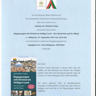 Herzliche Einladung zur Lesung von Johannes Zang am 27. September 2017