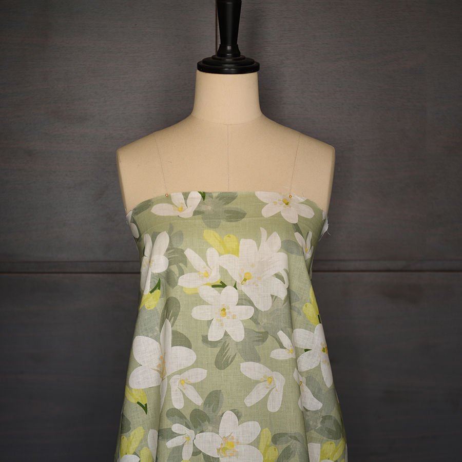 Thumbnail: 100% linen họa tiết - Jasmine bánhđậu xanh