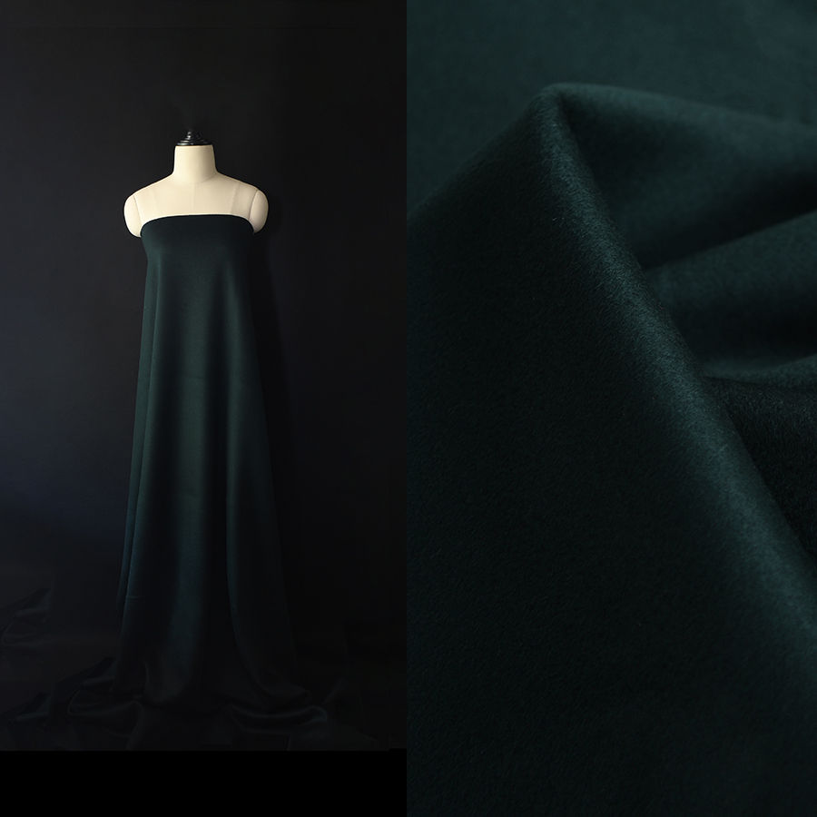 Thumbnail: Dạ 2 mặt 100% wool - Xanh lá ánh đen