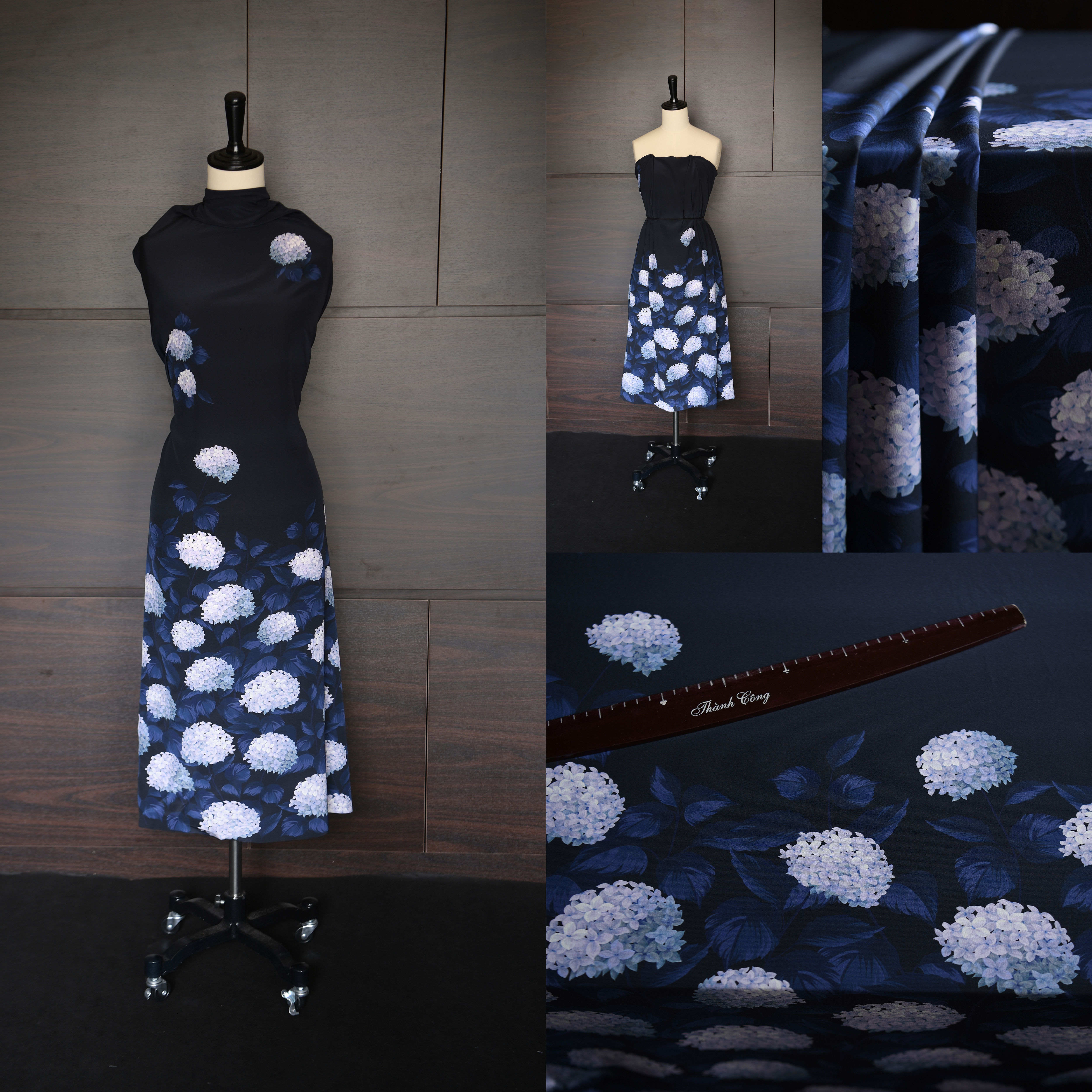 Crepe 18m/m - Chân hoa cẩm tú cầu