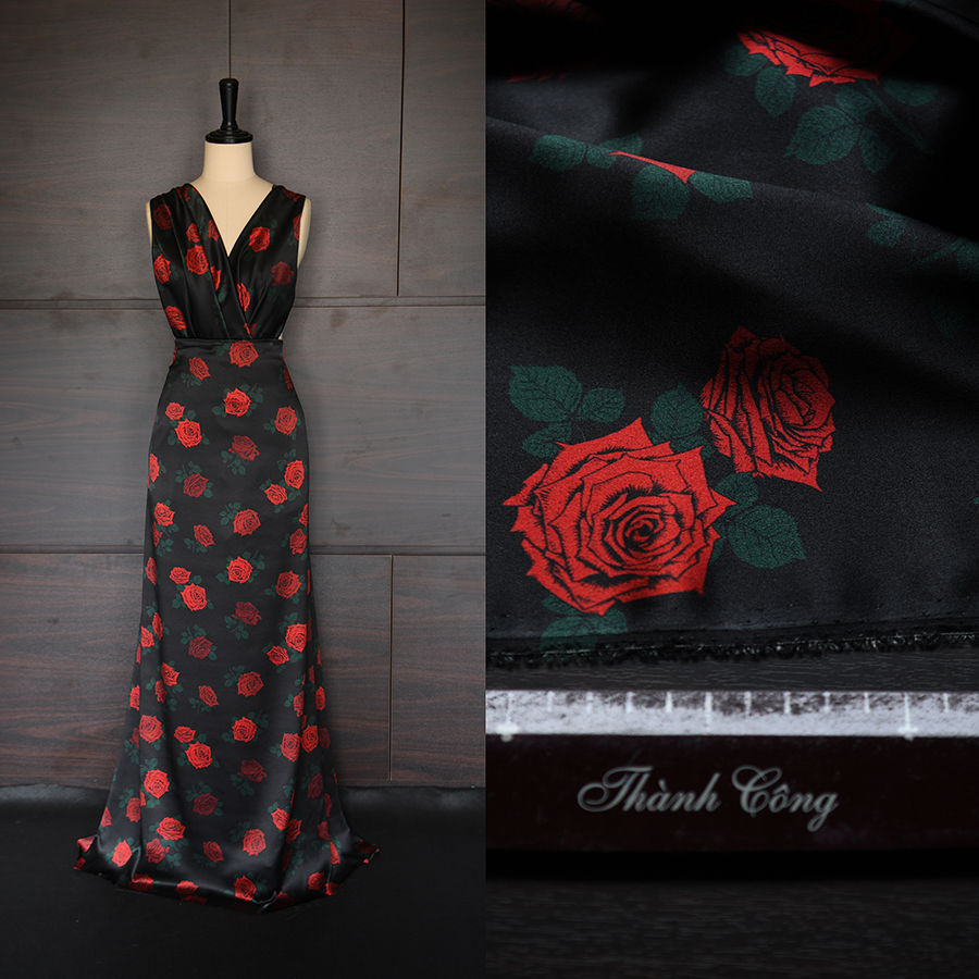 Thumbnail: Silk 19mm - Satin-Hoa hồng 3 màu đỏ