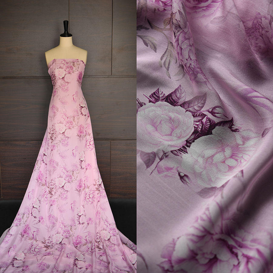 Thumbnail: Silk chiffon 8mm- Mẫu đơn tím hồng