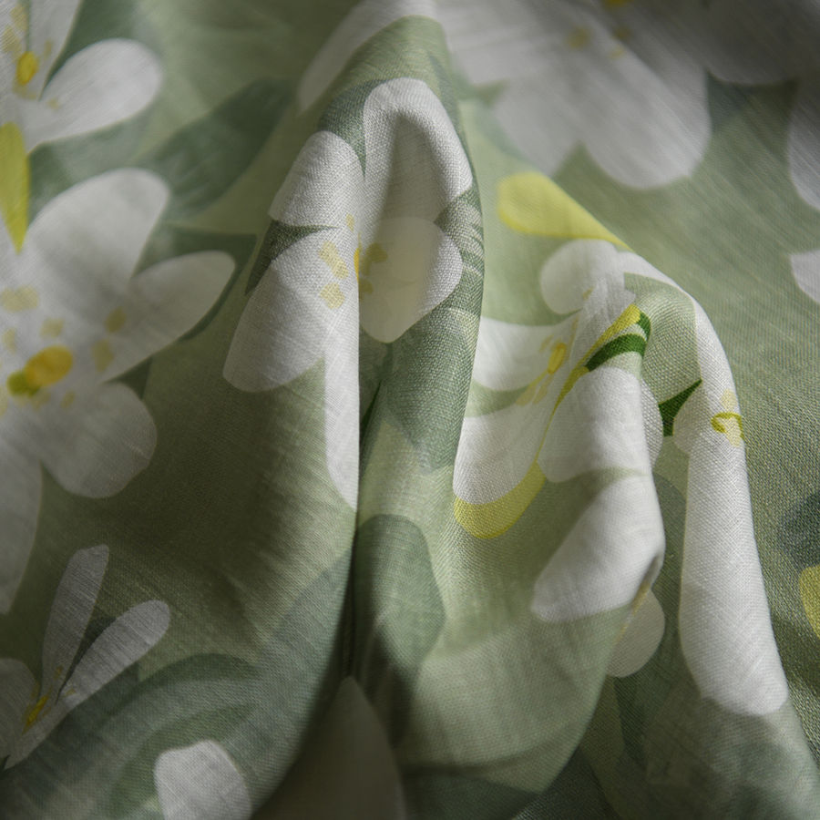 Thumbnail: 100% linen họa tiết - Jasmine bánhđậu xanh