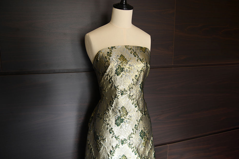 Thumbnail: Gấm hoa nổi - Metallic Golden and Green