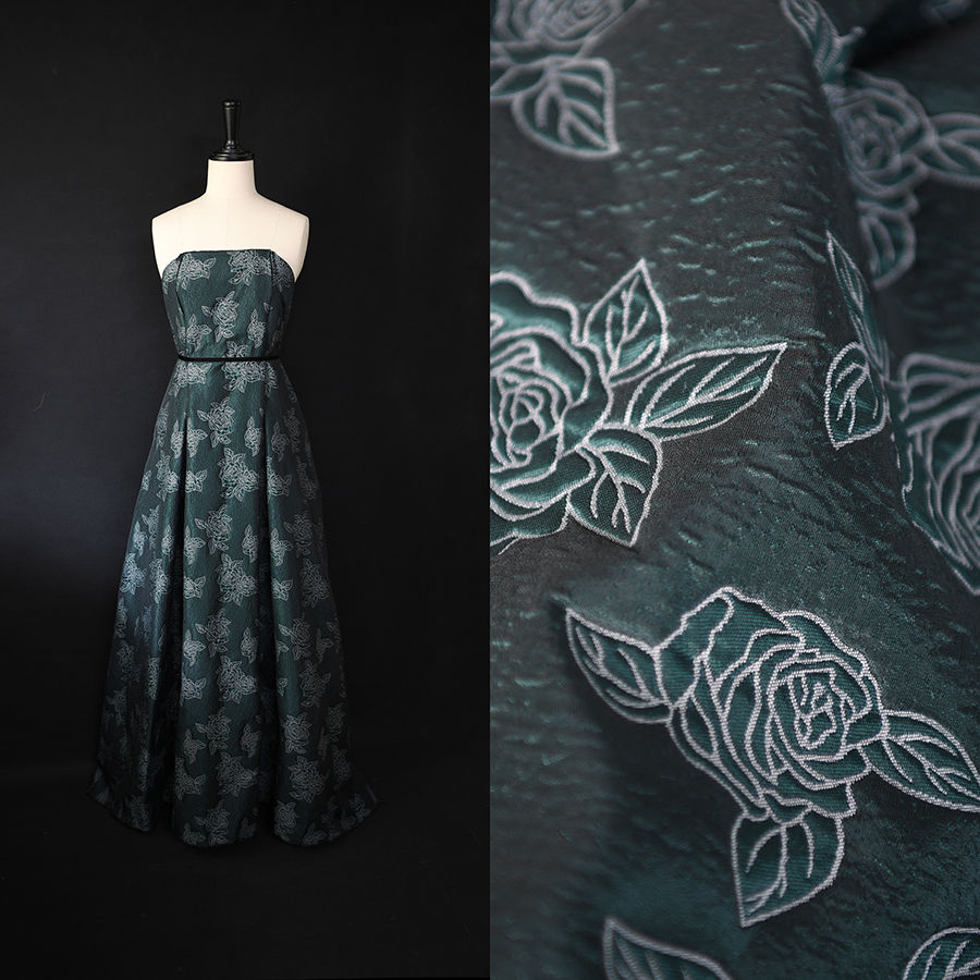 Thumbnail: Gấm dệt hoa nổi - Rose-vector-Darkgreen