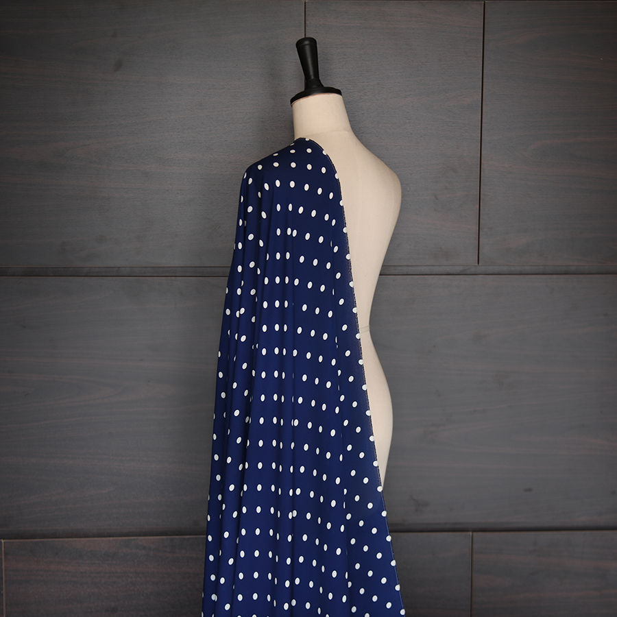 Thumbnail: Silk 19m/m tơ đôi - Chấm bi navy