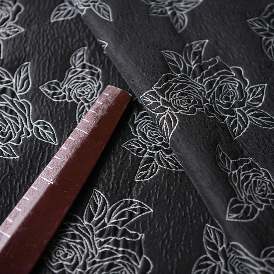 Thumbnail: Gấm dệt hoa nổi - Rose-vector- Black