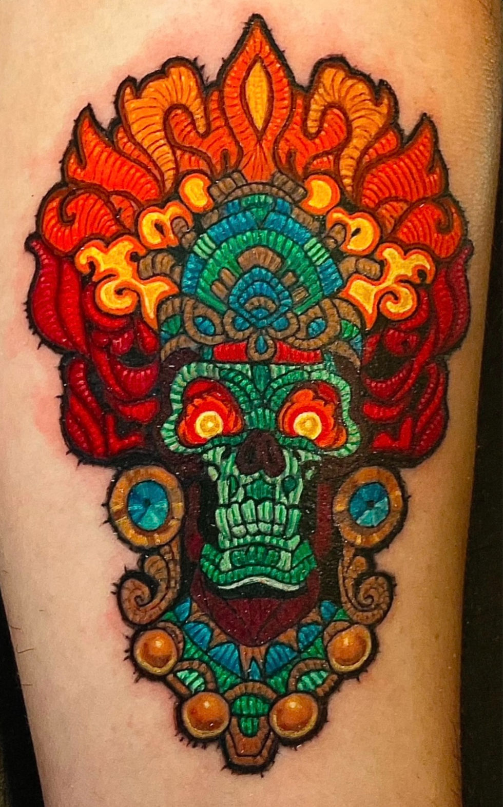 Mictlantecuhtli tatuaje bordado, Mexican goodness embroidery tattoo, patch tattoo, embroidered tatto