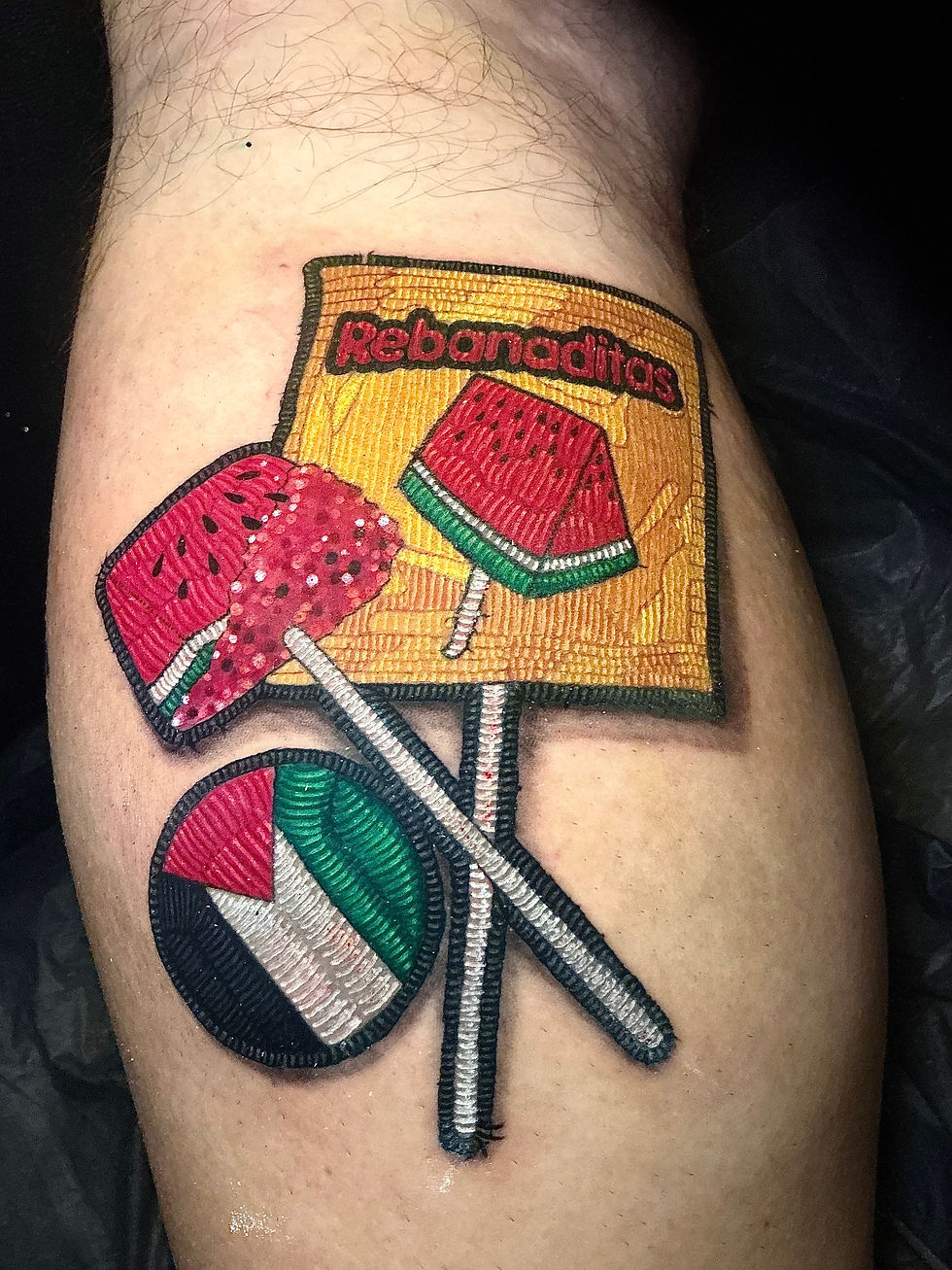 Sandía, dulces mexicanos, tatuaje bordado, watermelon, Mexican, candy embroidery tatttoo, patch tatt