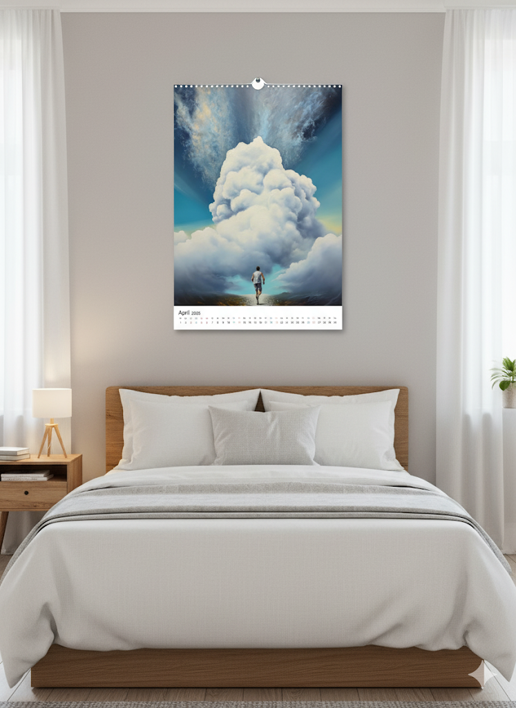 schlafzimmer wandkalender laufen mit wolken motiv