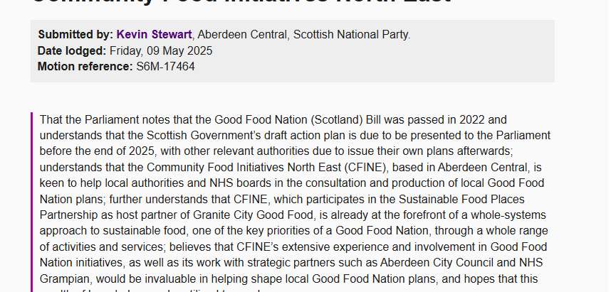 Granite City Good Food Receives Recognition in Parliament Again!