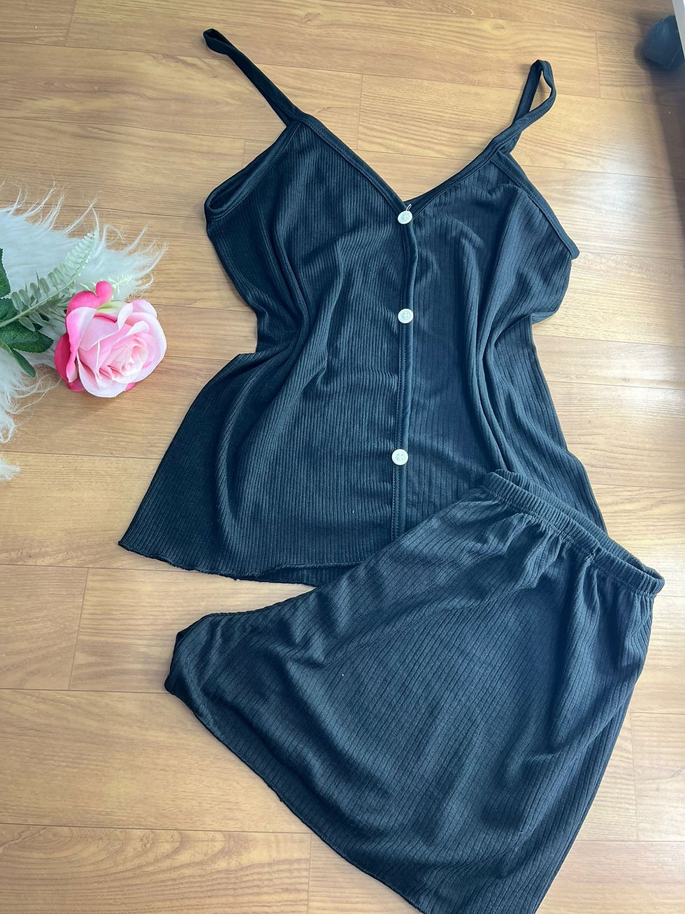 Miniatura: Baby Doll Canelado Botão Fake