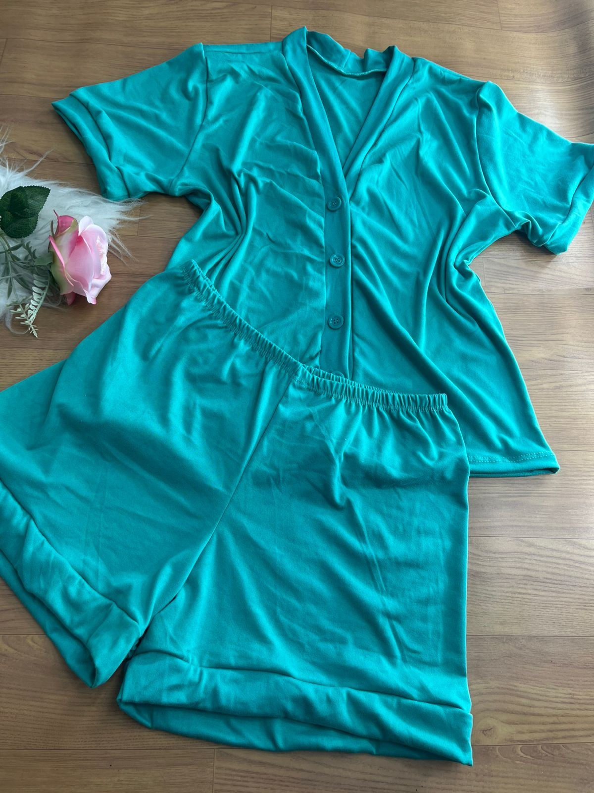 Pijama Americano em Suede com Botões Funcionais ✨💖