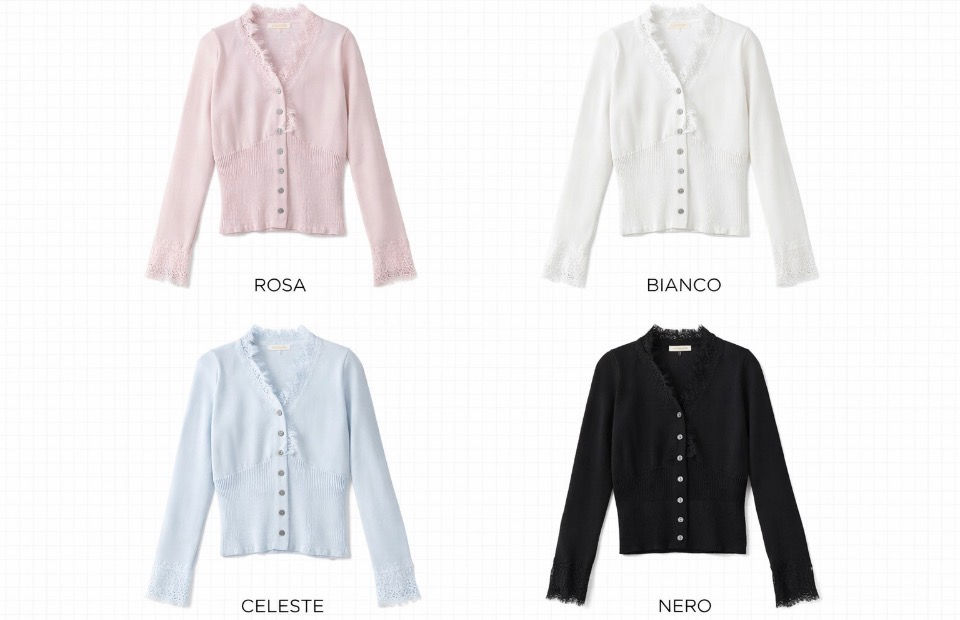 Cardigan/maglia celeste con profili in pizzo