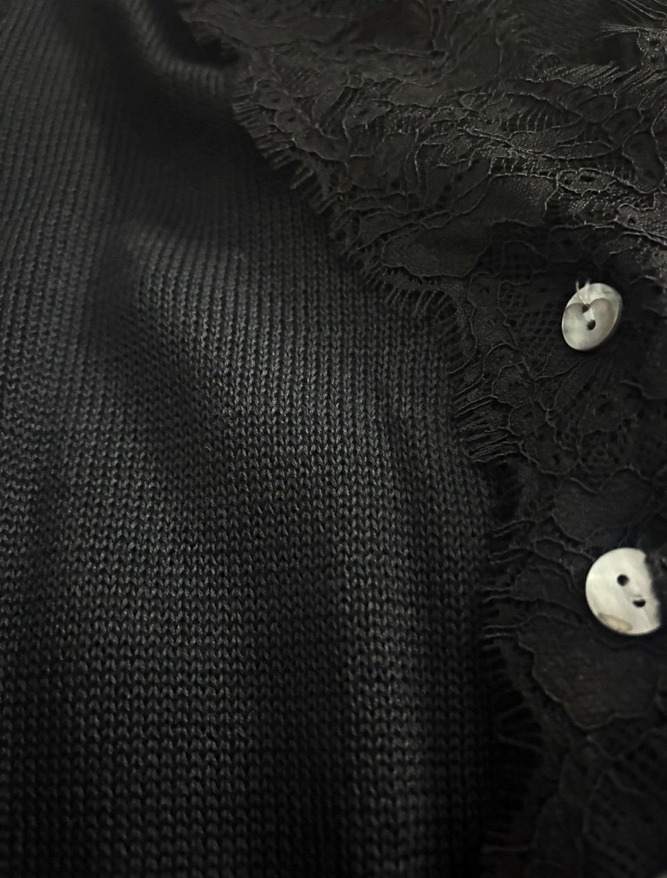 Cardigan/maglia Bianca con profili in pizzo