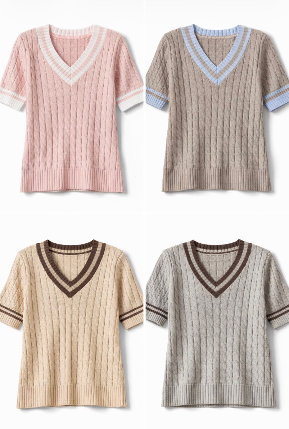 Maglia a trecce grigio/celeste