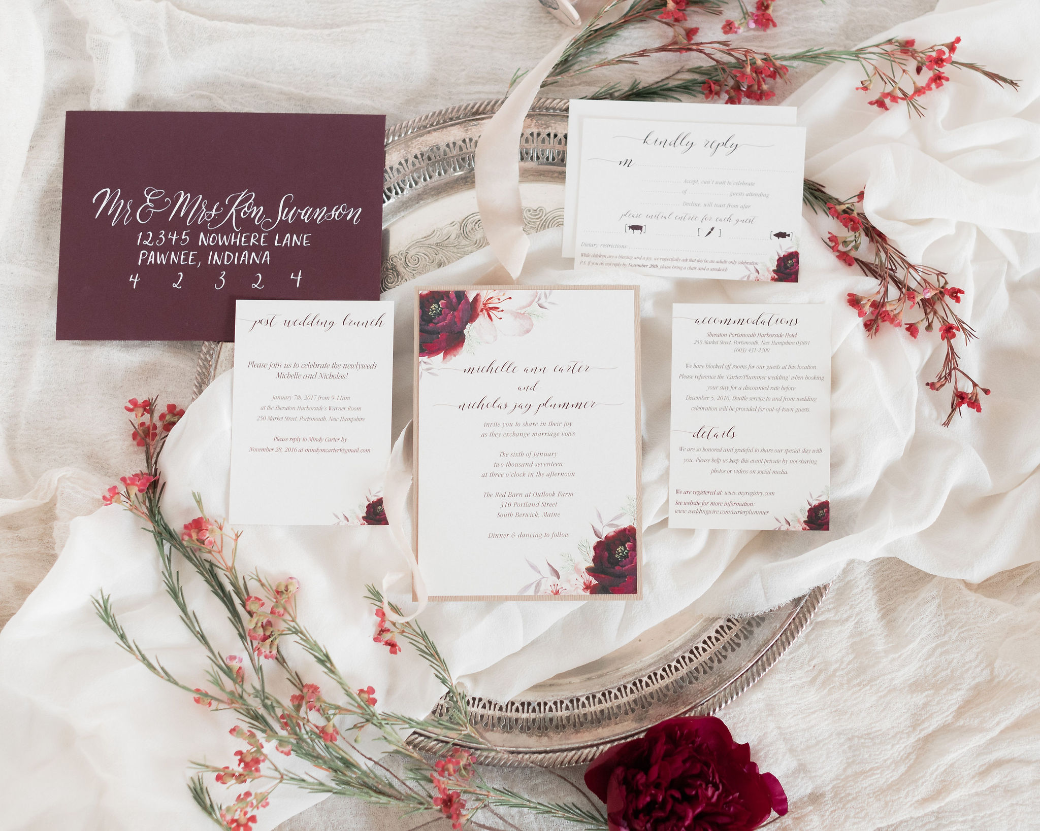 Wedding Invitations Nh New Hampshire Ashley Elizabeth Designs