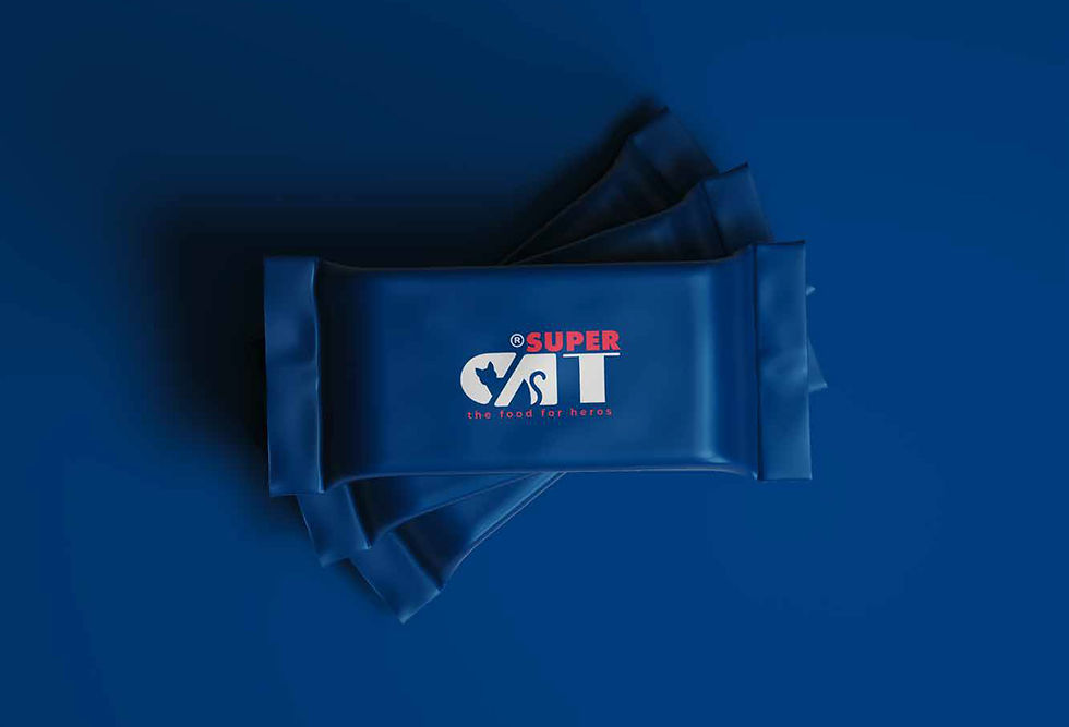 SuperCat logo design and packaging.
