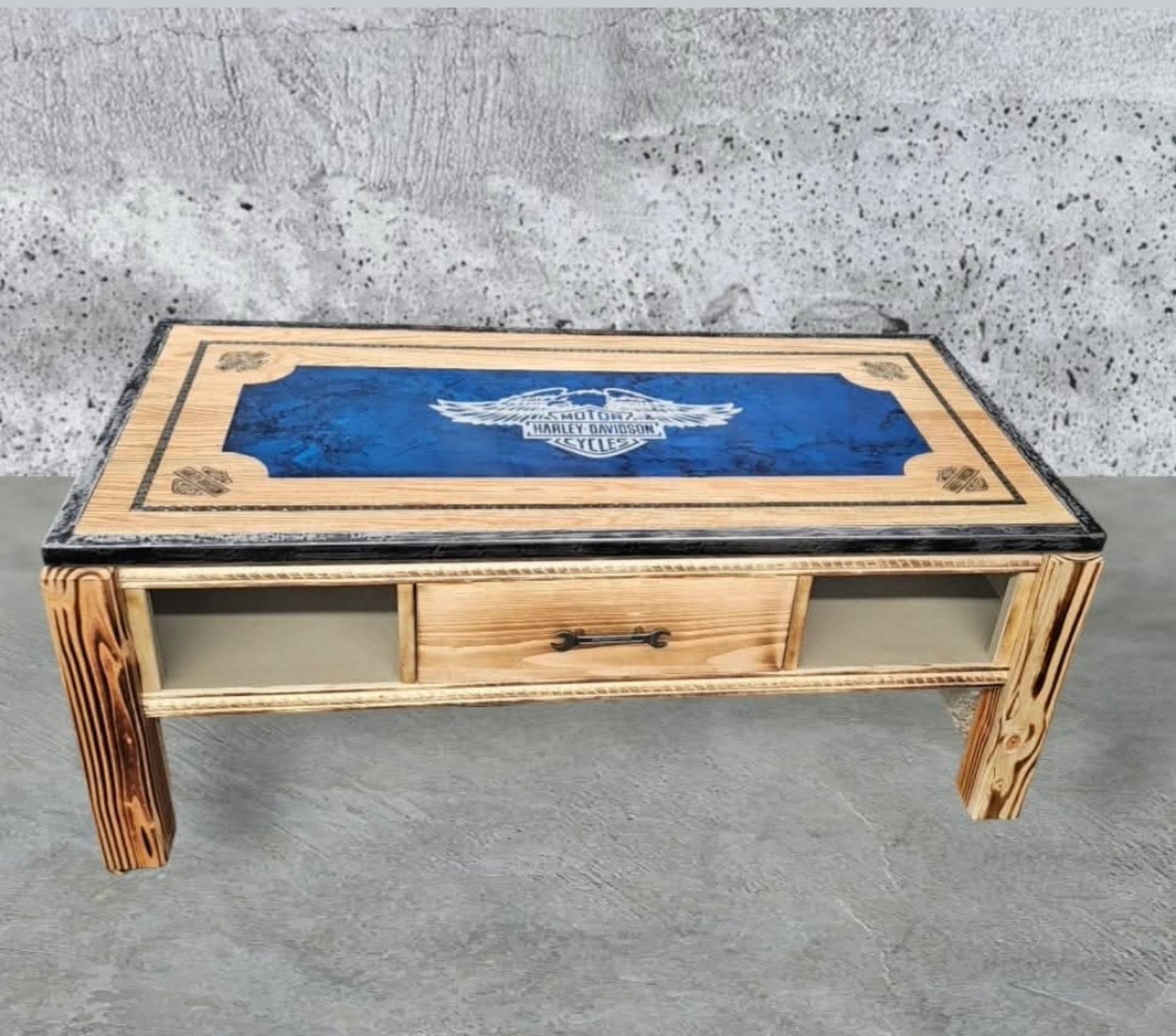 Harley-Davidson custom wood coffee table