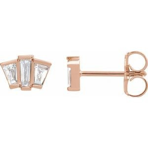14K Rose Gold Baguette Diamond Earrings 
