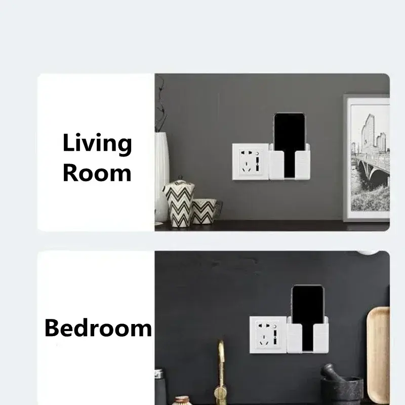Thumbnail: Wall Mount Phone Holder White Punch Free Wall Mobile Phones Charging Stand Lazy 
