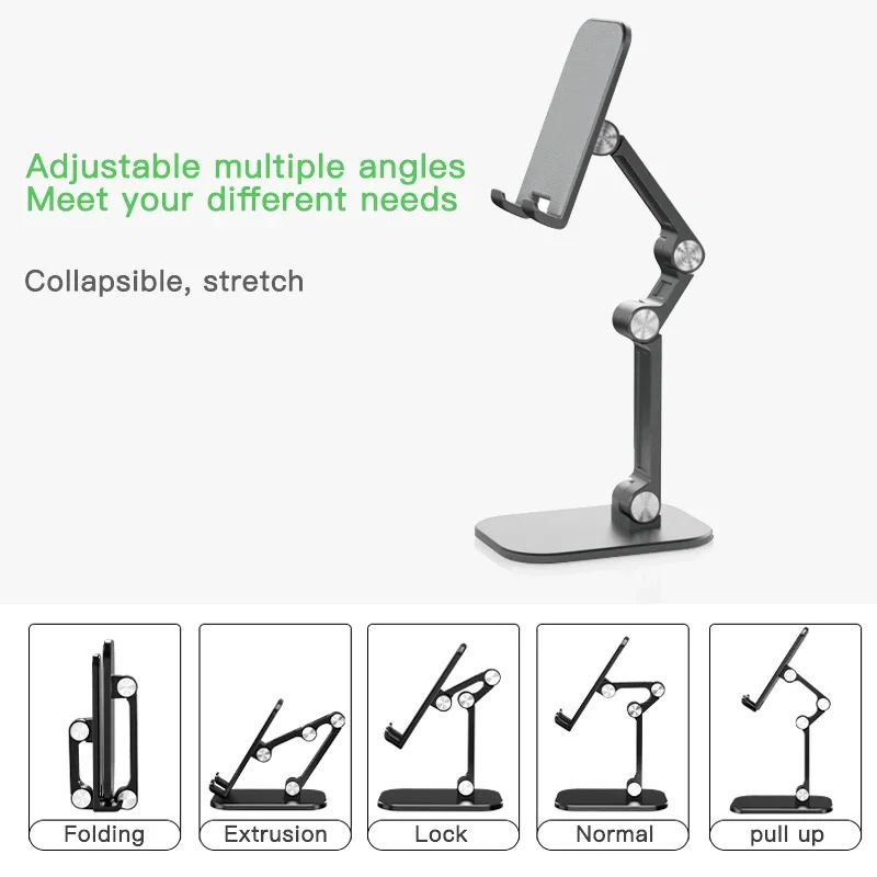 Thumbnail: Three Sections Foldable Desk Mobile Phone Holder for iPhone for iPad Tablet Flex