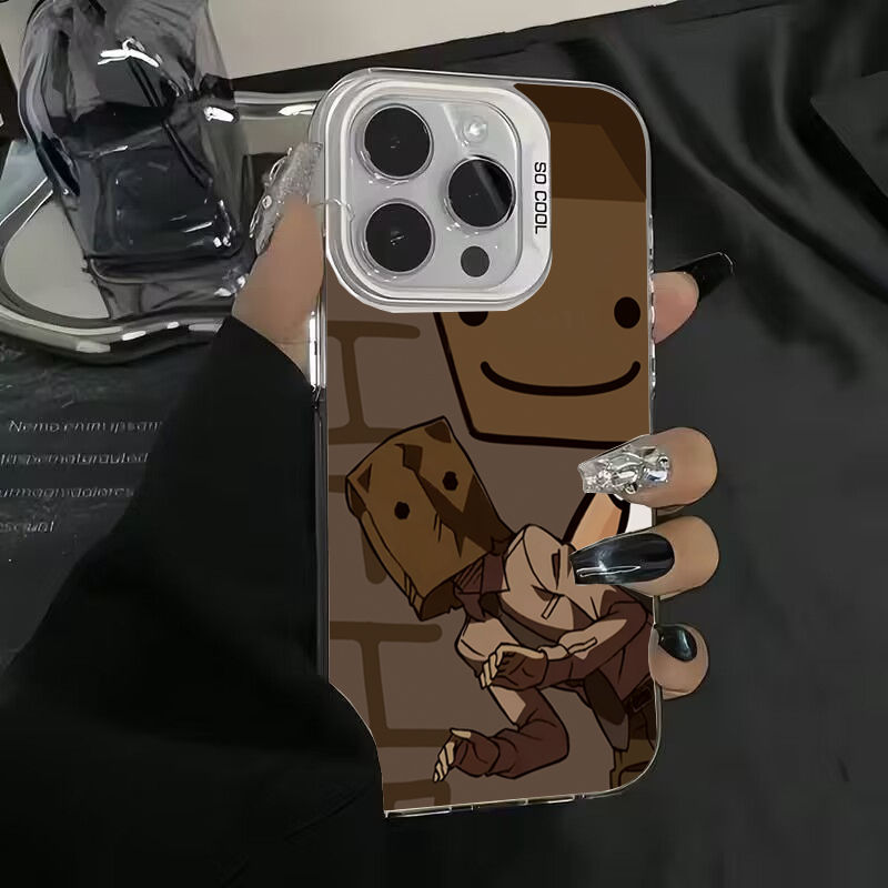 Thumbnail: Cartoon Box Man Pattern Plating Phone Case for iPhone 17 16 15 14 13 12 11 Pro M