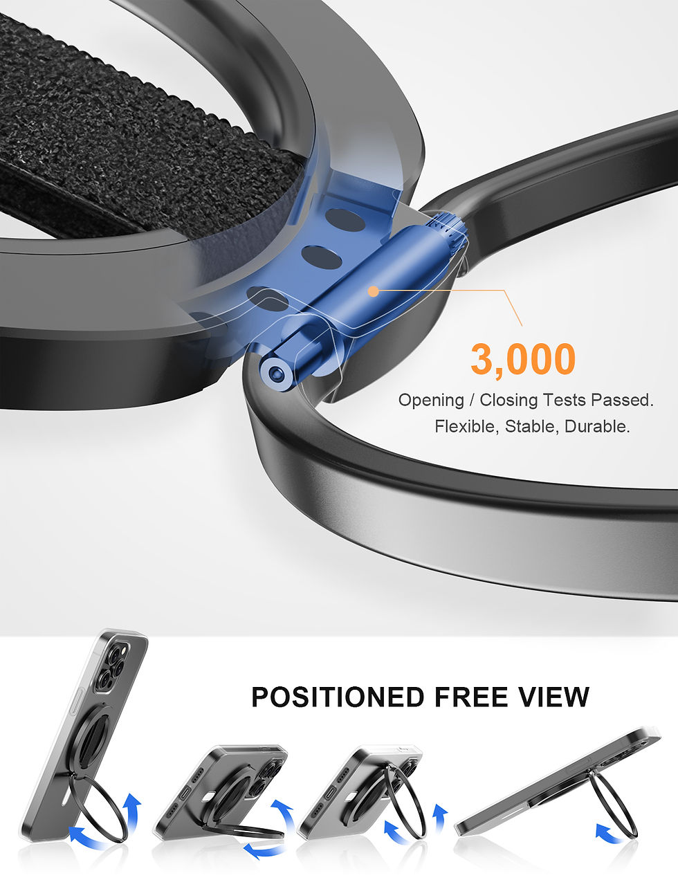 Thumbnail: EWA MagOne Ultra Cell Phone Holder, Removable Magnetic Ring Mount Kickstand Ring
