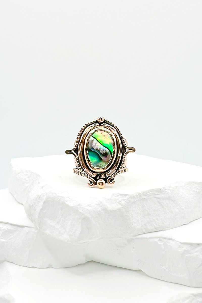 Abalone Shell Cabochon Ring in Copper