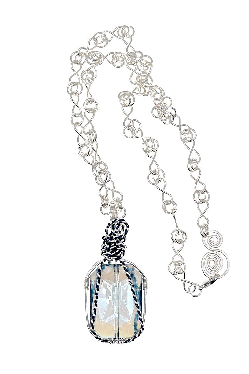 Glass Rectangular Link Necklace front