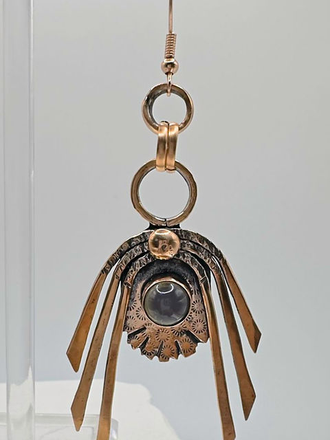 Copper Warrior Head Moonstone Earrings